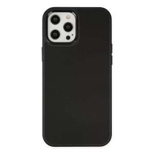 Hubrendy SH Newface Apple İphone 12 Pro Max Kılıf Asya Deri Silikon - Siyah