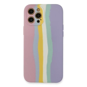 Hubrendy SH Newface Apple İphone 12 Pro Max Kılıf Ebruli Lansman Silikon - Pembe-lila