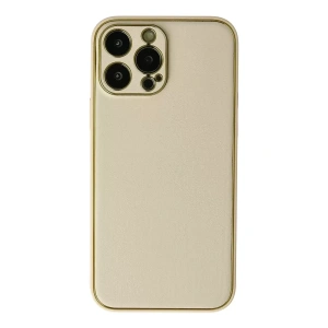 Hubrendy SH Newface Apple İphone 13 Pro Kılıf Coco Deri Silikon Kapak - Gold