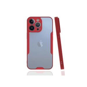 Hubrendy SH Newface Apple İphone 13 Pro Kılıf Platin Silikon - Kırmızı