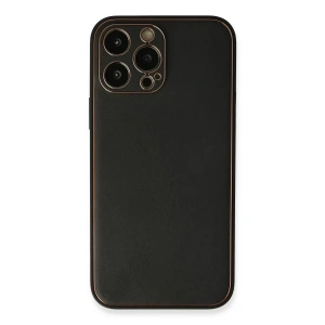 Hubrendy SH Newface Apple İphone 13 Pro Max Kılıf Coco Deri Silikon Kapak - Siyah