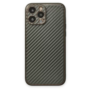 Hubrendy SH Newface Apple İphone 13 Pro Max Kılıf Coco Karbon Silikon - Füme