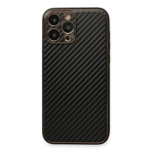 Hubrendy SH Newface Apple İphone 13 Pro Max Kılıf Coco Karbon Silikon - Siyah