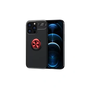 Hubrendy SH Newface Apple İphone 13 Pro Max Kılıf Range Yüzüklü Silikon - Siyah-kırmızı