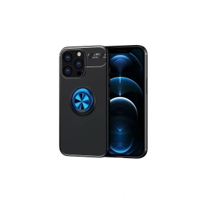 Hubrendy SH Newface Apple İphone 13 Pro Max Kılıf Range Yüzüklü Silikon - Siyah-mavi
