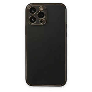 Hubrendy SH Newface Apple İphone 14 Pro Kılıf Coco Deri Silikon Kapak - Siyah