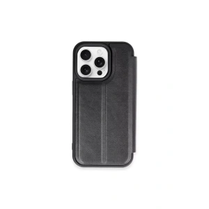Hubrendy SH Newface Apple İphone 15 Pro Max Kılıf Flip Cover - Siyah