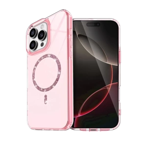 Hubrendy SH Newface Apple İphone 15 Pro Max Live Diamond Magsafe Kapak - Pembe