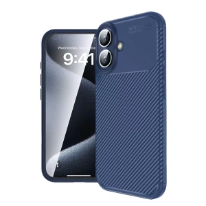 Hubrendy SH Newface Apple İphone 16 Kılıf Auto Focus Karbon Kapak - Lacivert