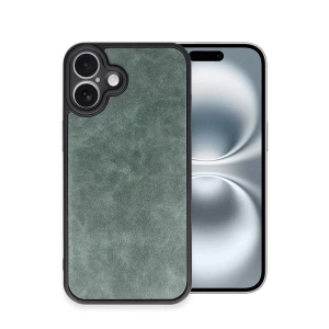 Hubrendy SH Newface Apple İphone 16 Plus Kılıf Aras Deri Kapak - Koyu Yeşil