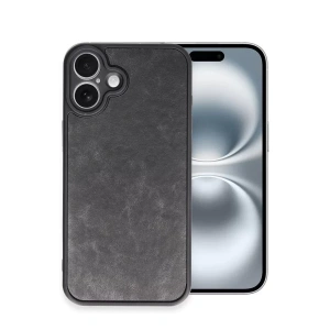 Hubrendy SH Newface Apple İphone 16 Plus Kılıf Aras Deri Kapak - Siyah