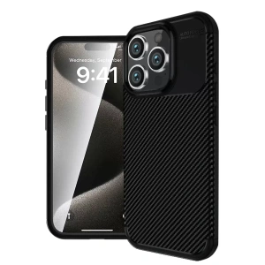 Hubrendy SH Newface Apple İphone 16 Pro Max Kılıf Auto Focus Karbon Kapak - Siyah
