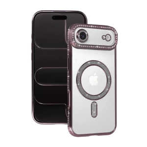 Hubrendy SH Newface Apple İphone 17 Air Joke Simli Magneticsafe Kılıf - Pembe