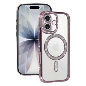 Hubrendy SH Newface Apple İphone 17 Joke Simli Magneticsafe Kılıf - Pembe