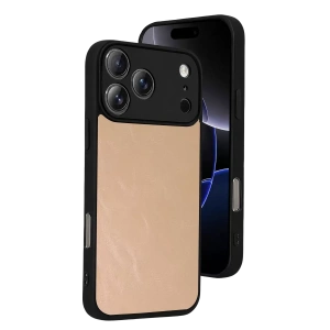 Hubrendy SH Newface Apple İphone 17 Pro Aras Deri Kapak - Pudra