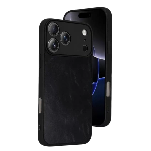 Hubrendy SH Newface Apple İphone 17 Pro Aras Deri Kapak - Siyah
