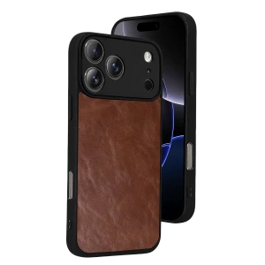 Hubrendy SH Newface Apple İphone 17 Pro Aras Deri Kapak - Taba