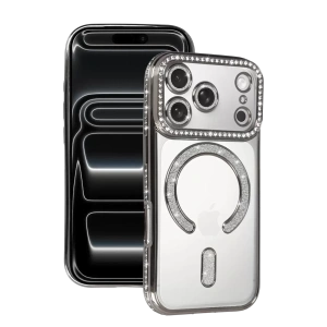 Hubrendy SH Newface Apple İphone 17 Pro Joke Simli Magneticsafe Kılıf - Gümüş