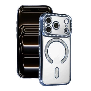 Hubrendy SH Newface Apple İphone 17 Pro Joke Simli Magneticsafe Kılıf - Mavi