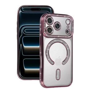 Hubrendy SH Newface Apple İphone 17 Pro Joke Simli Magneticsafe Kılıf - Pembe