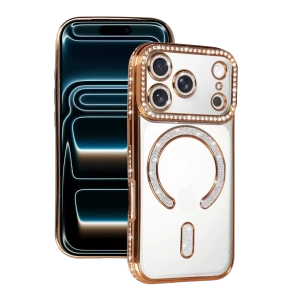 Hubrendy SH Newface Apple İphone 17 Pro Max Joke Simli Magneticsafe Kılıf - Turuncu