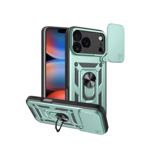 Hubrendy SH Newface Apple İphone 17 Pro Max Pars Lens Yüzüklü Silikon - Yeşil