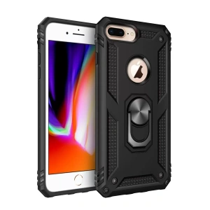 Hubrendy SH Newface Apple İphone 7 Plus Kılıf Sofya Yüzüklü Silikon Kapak - Siyah