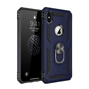 Hubrendy SH Newface Apple İphone Xs Max Kılıf Sofya Yüzüklü Silikon Kapak - Lacivert