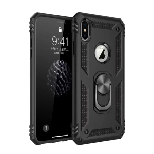 Hubrendy SH Newface Apple İphone Xs Max Kılıf Sofya Yüzüklü Silikon Kapak - Siyah