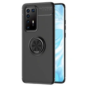 Hubrendy SH Newface Huawei P40 Pro Kılıf Range Yüzüklü Silikon - Siyah