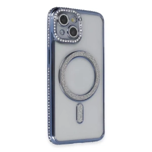 Hubrendy SH Newface İphone 13 Kılıf Joke Simli Magneticsafe Kılıf - Mavi