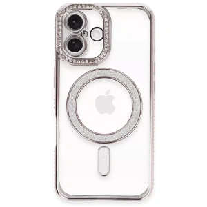 Hubrendy SH Newface İphone 16 Plus Kılıf Joke Simli Magneticsafe Kılıf - Pembe