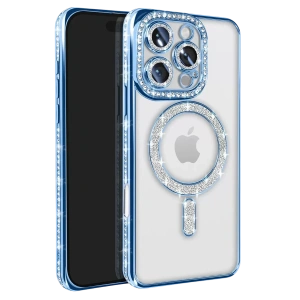 Hubrendy SH Newface İphone 16 Pro Max Kılıf Joke Simli Magneticsafe Kılıf - Mavi