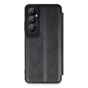 Hubrendy SH Newface Realme C65 Kılıf Flip Cover - Siyah