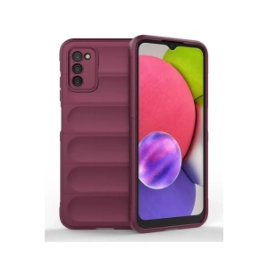 Hubrendy SH Newface Samsung Galaxy A03s Kılıf Optimum Silikon - Bordo