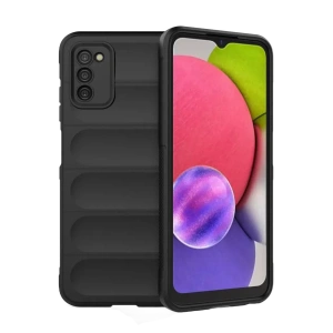 Hubrendy SH Newface Samsung Galaxy A03s Kılıf Optimum Silikon - Siyah