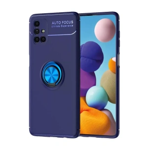Hubrendy SH Newface Samsung Galaxy M51 Kılıf Range Yüzüklü Silikon - Mavi