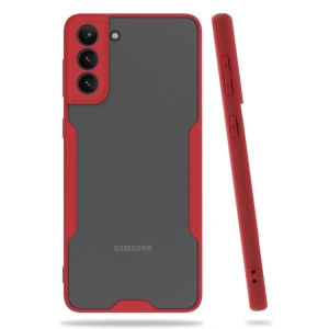 Hubrendy SH Newface Samsung Galaxy S21 Plus Kılıf Platin Silikon - Kırmızı