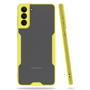 Hubrendy SH Newface Samsung Galaxy S21 Plus Kılıf Platin Silikon - Sarı