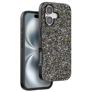 Hubrendy SH Onegif Apple İphone 16 Plus Bright Simli Kapak - Gümüş