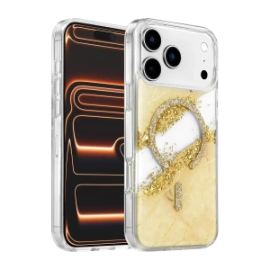 Hubrendy SH Onegif Apple İphone 17 Pro Max Lotus Simli Magsafe Kapak - Gümüş
