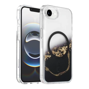 Hubrendy SH Onegif Apple İphone 17e Lotus Simli Magsafe Kapak - Siyah