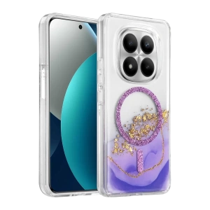Hubrendy SH Onegif Xiaomi Redmi Note 15 4g Lotus Simli Magsafe Kapak - Mor