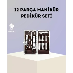 Hubrendy SH Paslanmaz Çelik Çok Fonksiyonlu 12 Manikür Seti