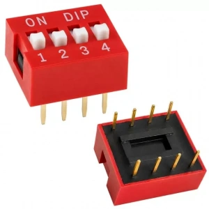 Hubrendy SH Pcb Tip 4lü Kırmızı Dıp Switch 2.54mm Pin Aralıklı Devre Anahtarı