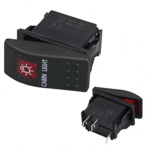 Hubrendy SH Powermaster Kabin Sembollü Işıklı 3 Pinli On-off 12-24v Marin Switch