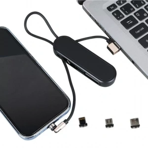Hubrendy SH Powermaster Pm-25906 Siyah 3in1  (type C- Lightning- Micro Usb) Manyetik Uç Taşınabilir Şarj Kablosu