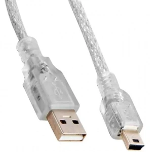 Hubrendy SH Powermaster Usb 2.0 Şeffaf 5 Metre Usb Am Mini 5 Pin Kablo