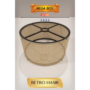 Hubrendy SH Retro Hasır Lambader Başlığı 35 Cm Mega Boy