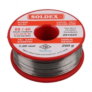 Hubrendy SH Soldex 1.00mm Kalın 200 Gram Kalın Lehim Teli Sn60 Pb40